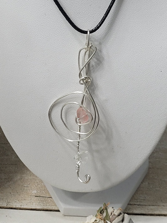 Rose Quartz Wire Wrapped Necklace
